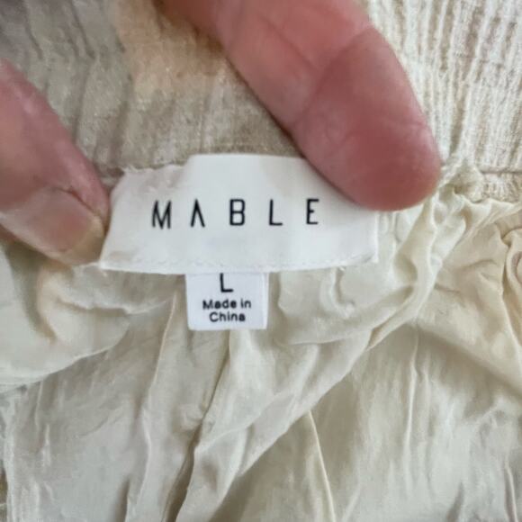 Mable Cream Linen Blend Wide Leg Pleated Pants Women's Large Minimalist Coastal - Picture 8 of 15